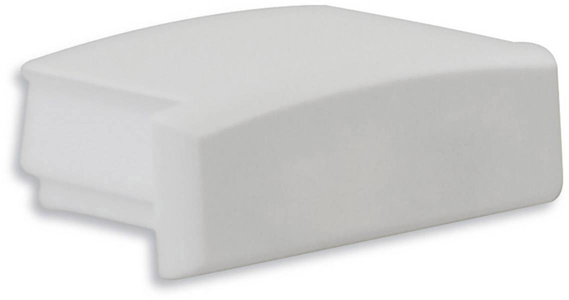 A rectangular, white rubber eraser with rounded edges rests on a white surface.