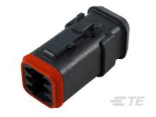 A black electrical plug with red sealing rings. It has multiple socket outlets and is frequently used in technical applications.