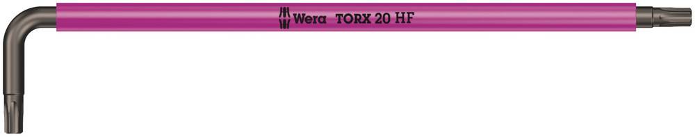 L-shaped hex key in purple with Torx head, marked with 'Wera TORX 20 HF'.