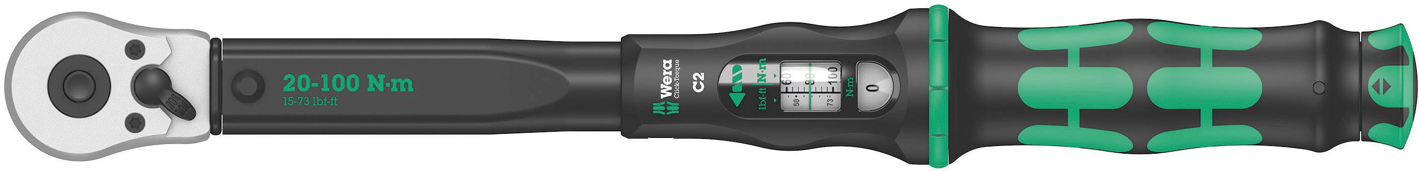 Torque wrench with digital display '20-100 Nm', showing scale setting and featuring an ergonomic handle.
