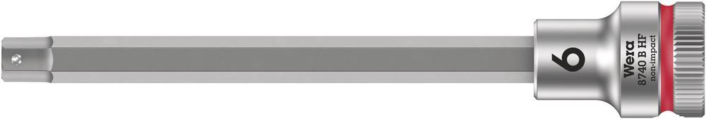 A socket extension with a long shaft, size '9', made of metal. The socket has a hexagonal opening and a shiny surface.