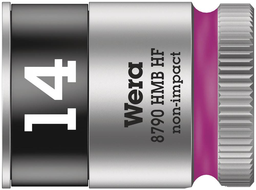 Wera socket insert, size '14', model '8790 HMB HF', for non-impact applications, with pink ring.