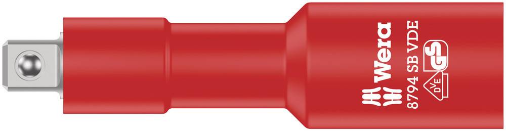 Red tool adapter by Wera with the marking '8794 SB VDE'. Designed for safe use in electrical work.