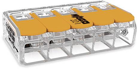 WAGO 221-615 221 Connector clip flexible: 0.5-6 mm² fixed: 0.5-6 mm² Number of pins: 5 Transparent, Orange