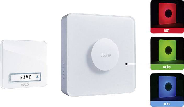 m-e modern-electronics 41144 Wireless door bell Complete set backlit, incl. nameplate