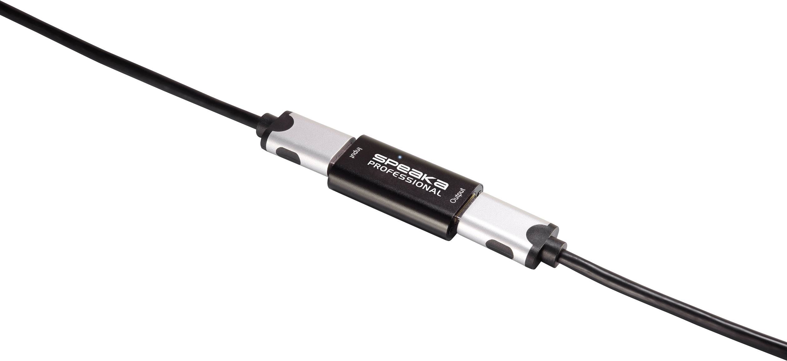 Microphone cable with integrated amplifier and noise suppression, suitable for professional audio applications.