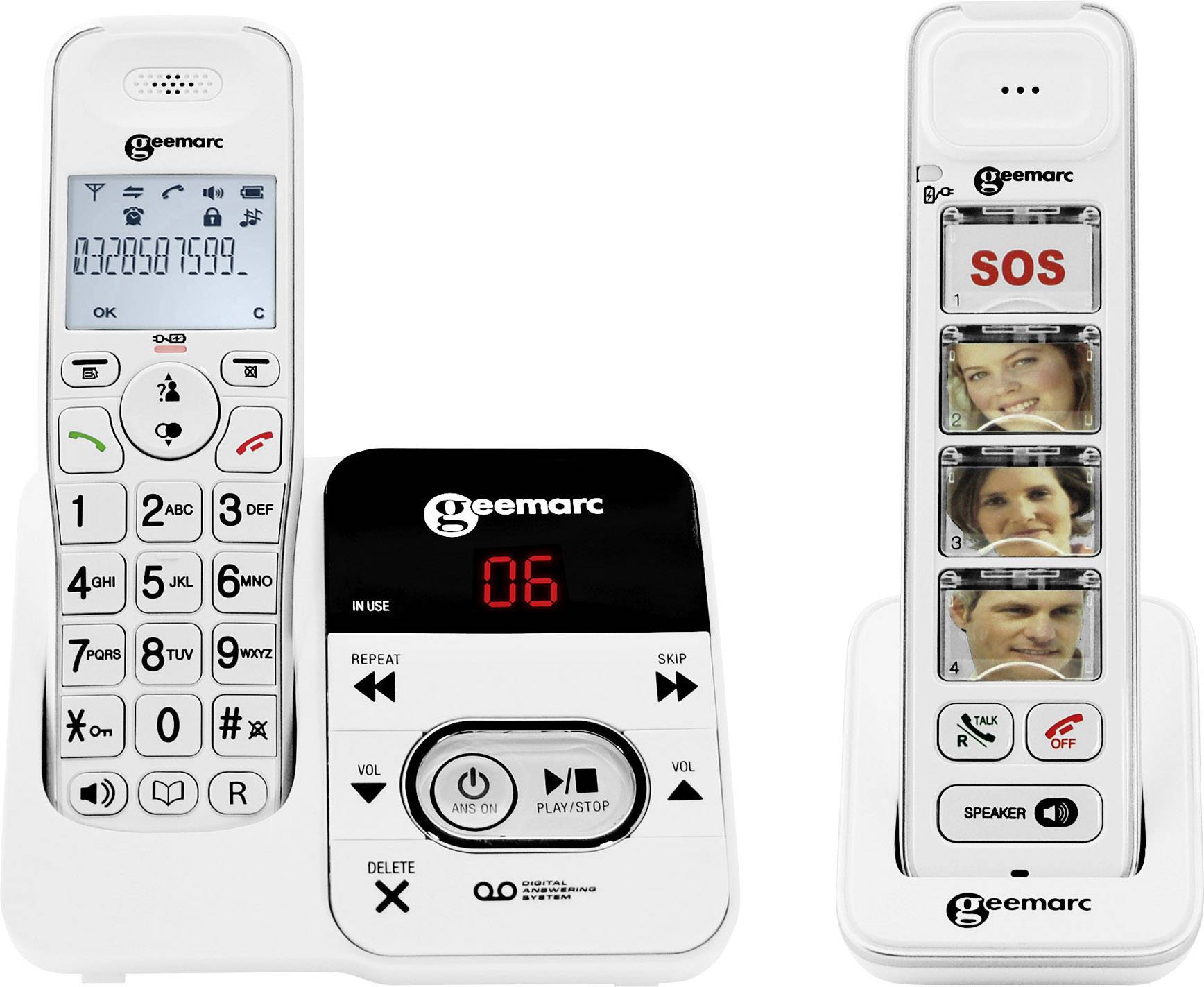 Geemarc PACK Mobility 295 Cordless Big Button Answerphone, Camera button Backlit White