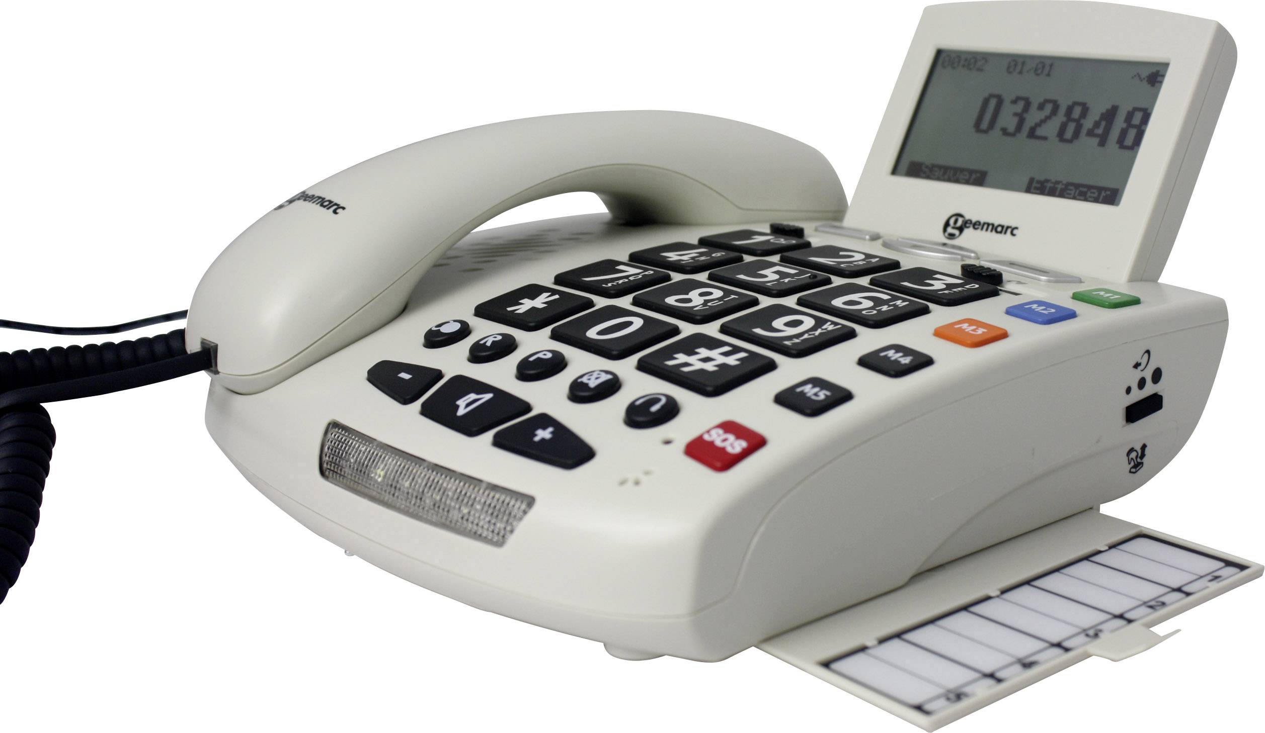 Geemarc SERENTIES Corded Big Button incl. emergency call transmitter Backlit White