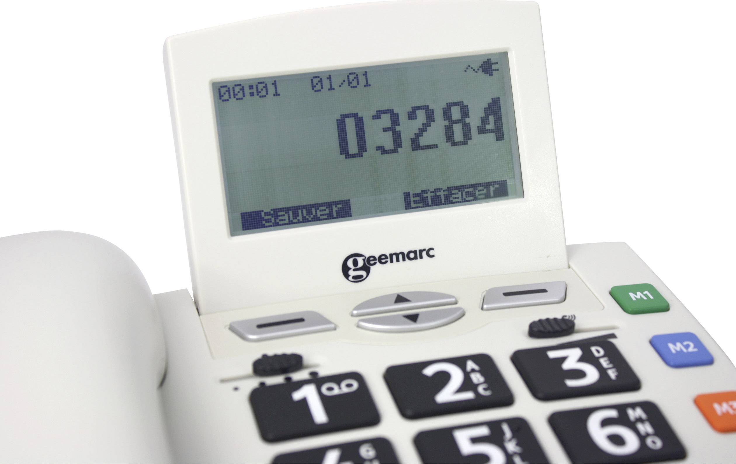 Geemarc SERENTIES Corded Big Button incl. emergency call transmitter Backlit White