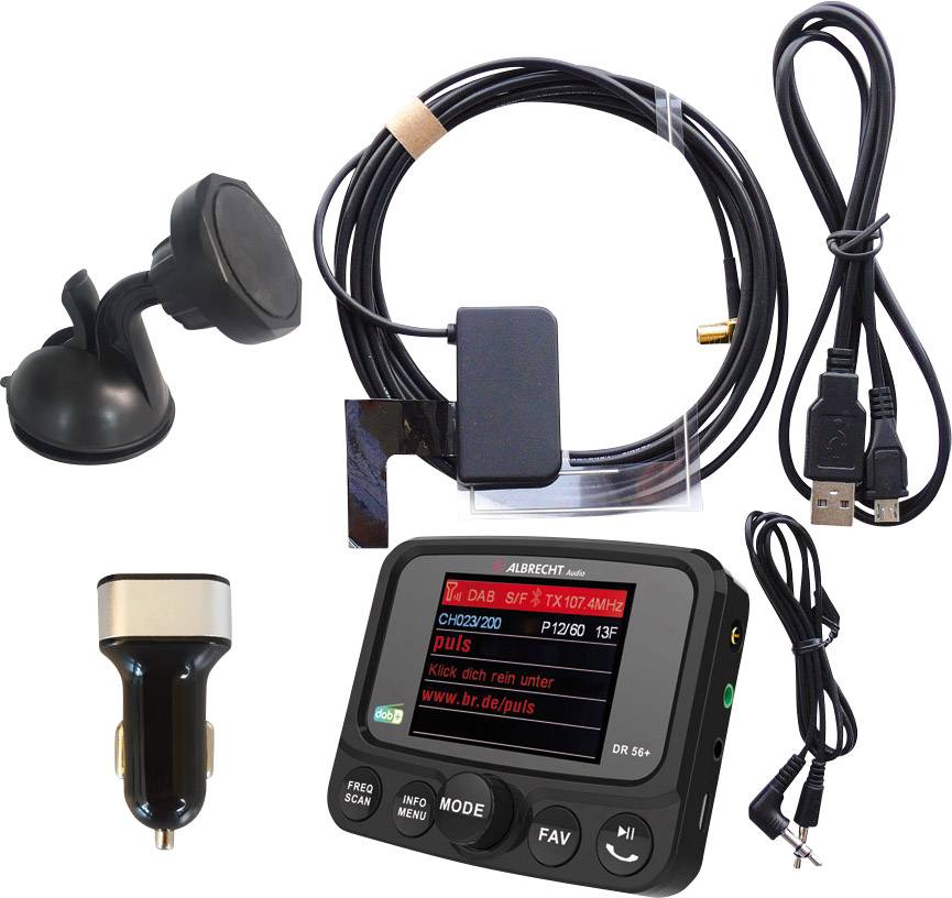 Albrecht DR56+ DAB+ receiver Suction cup , Bluetooth audio streaming