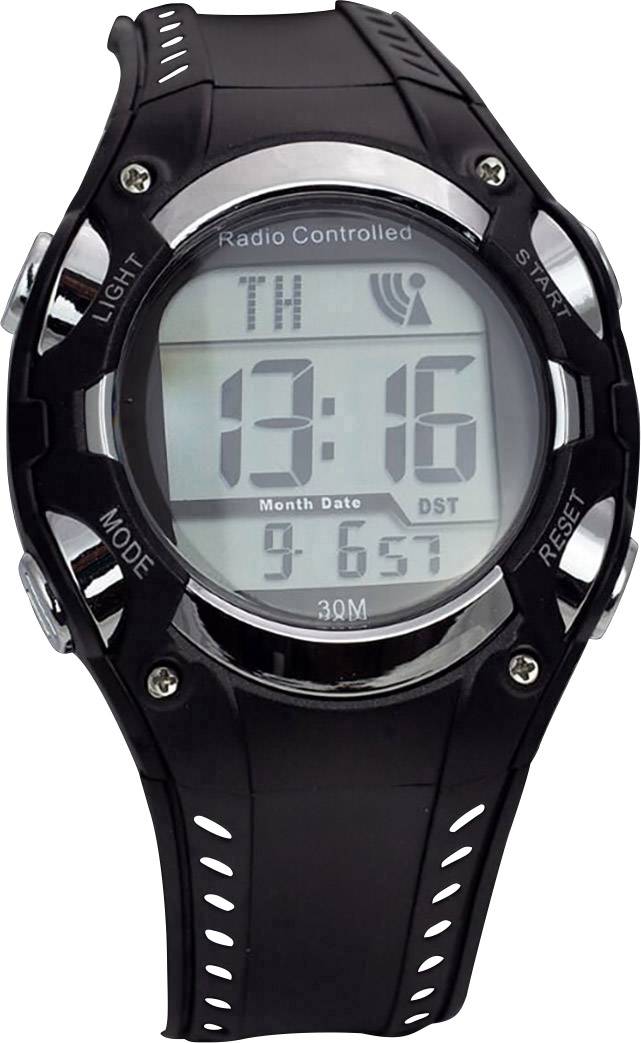 EUROTIME Radio Wristwatch 1681987 (Ø x H) 40 mm x 16 mm Black/silver Enclosure material=Plastic Material (watch strap)=Plastic