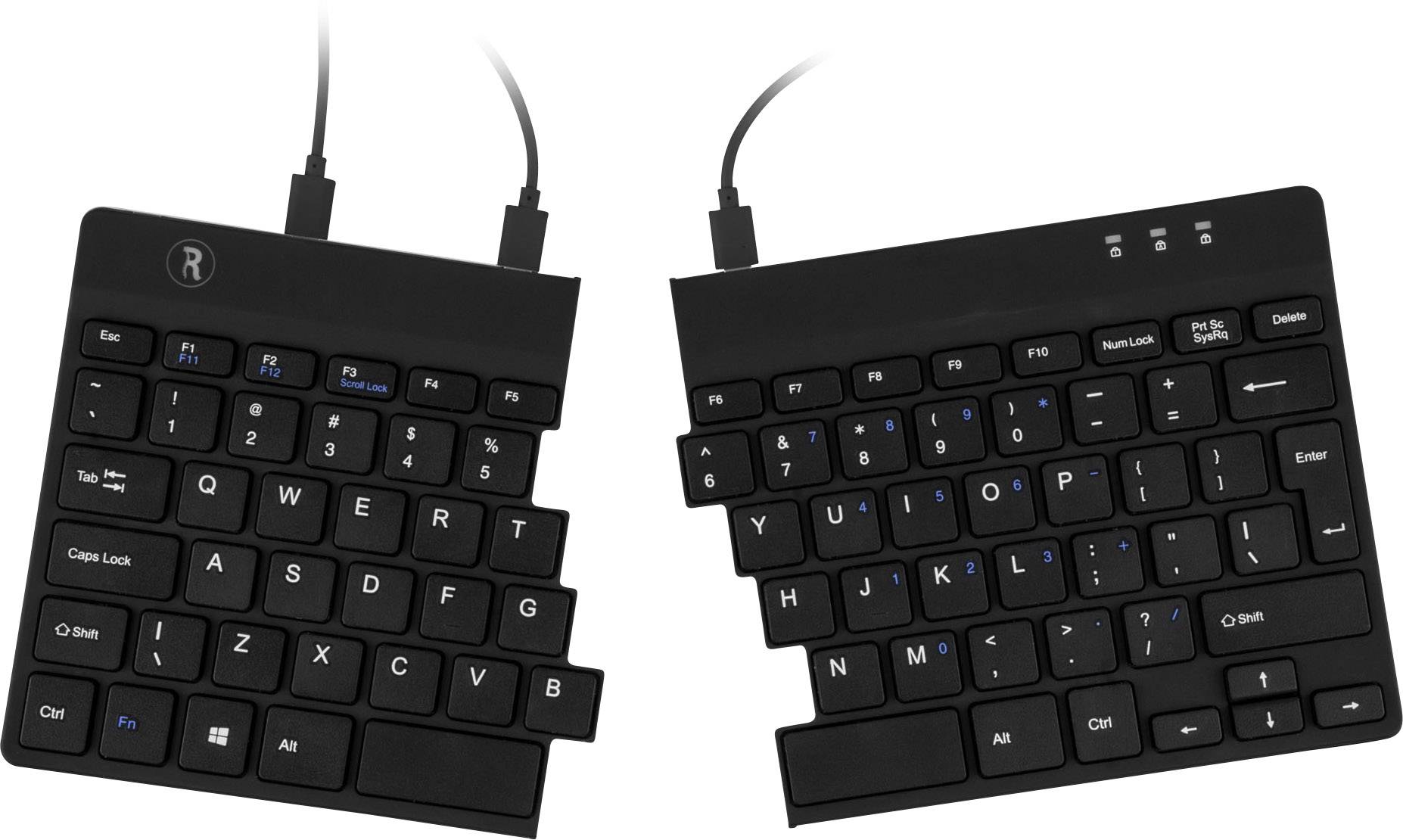 R-GO Tools RGOSP-DEWIBL USB Keyboard German, QWERTZ, Windows® Black Ergonomic