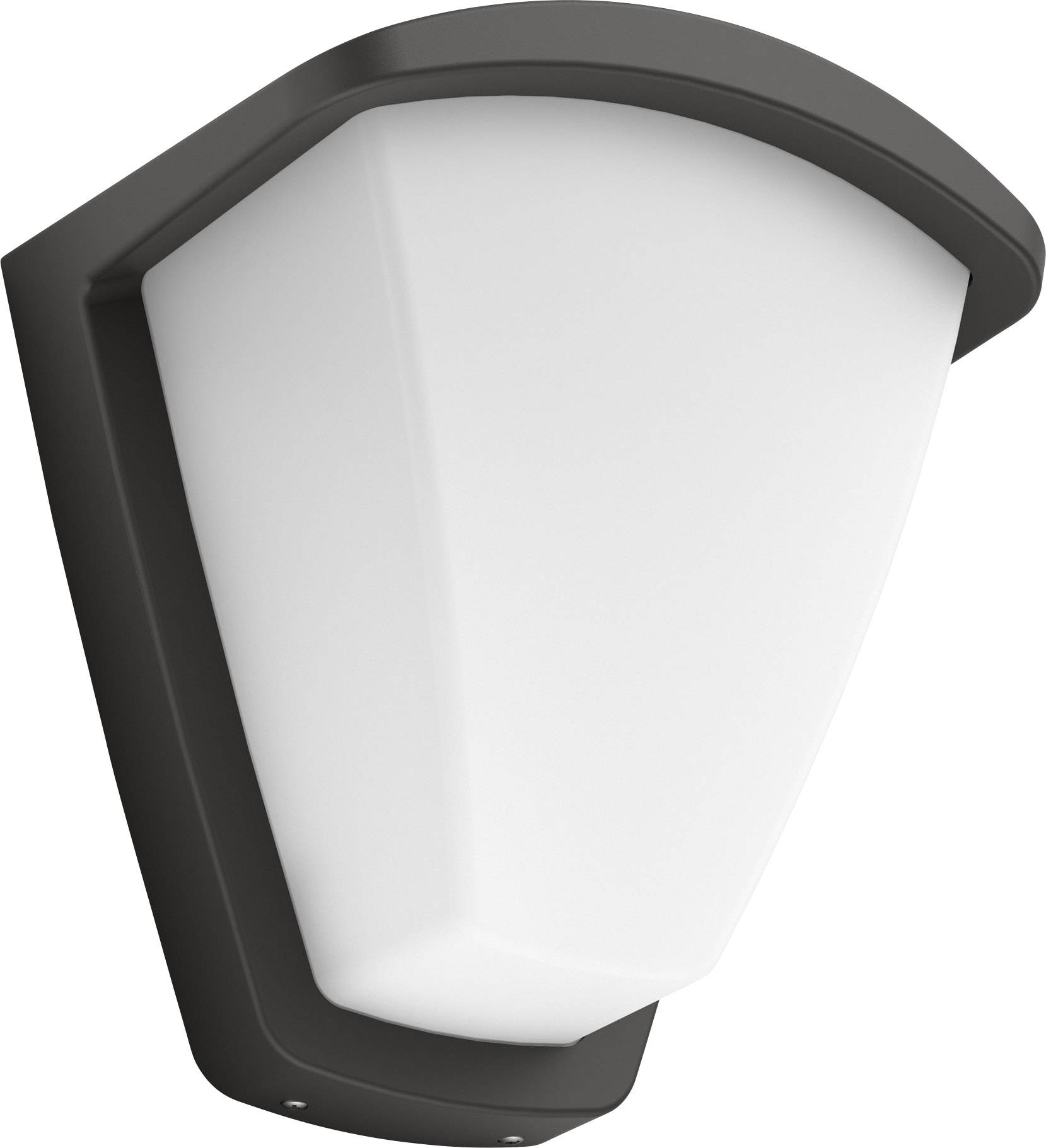 Outdoor wall light in modern design with a white, rectangular lampshade and black housing, suitable for exterior lighting.
