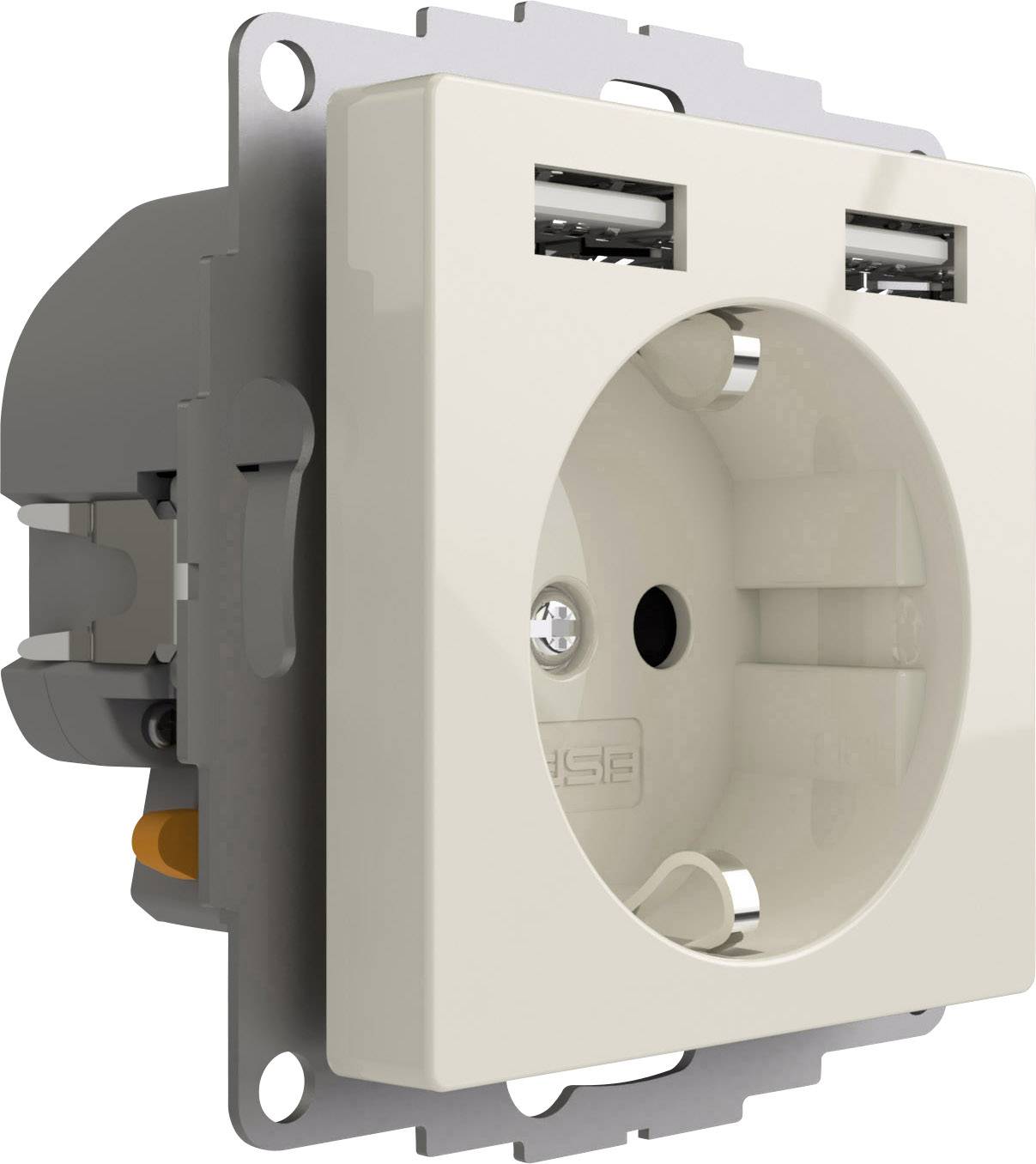 2USB 2U-449276 Flush-mount socket VDE, incl. USB, Child safety IP20 Pure white, Glossy finish