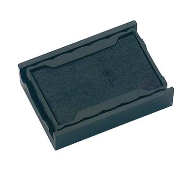 Black rectangular ink pad, open without a lid, on a light background. Suitable for refilling stamps with ink.<br><br>Translation correction for British English:<br><br>Black rectangular ink pad, uncovered, on a light background. Ideal for reinking stamps.