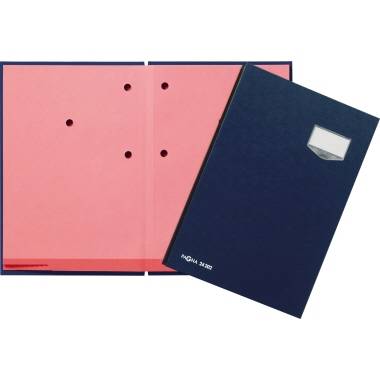 In the image, there is an open blue folder with pink inner flaps and hole mechanisms. 'Pagna 24285' is printed on the front.