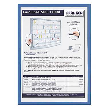 Advertisement for EuroLine Planboards Models 5000 and 6000 by Franken. Draft shows planboard with interchangeable magnets and text about product benefits.