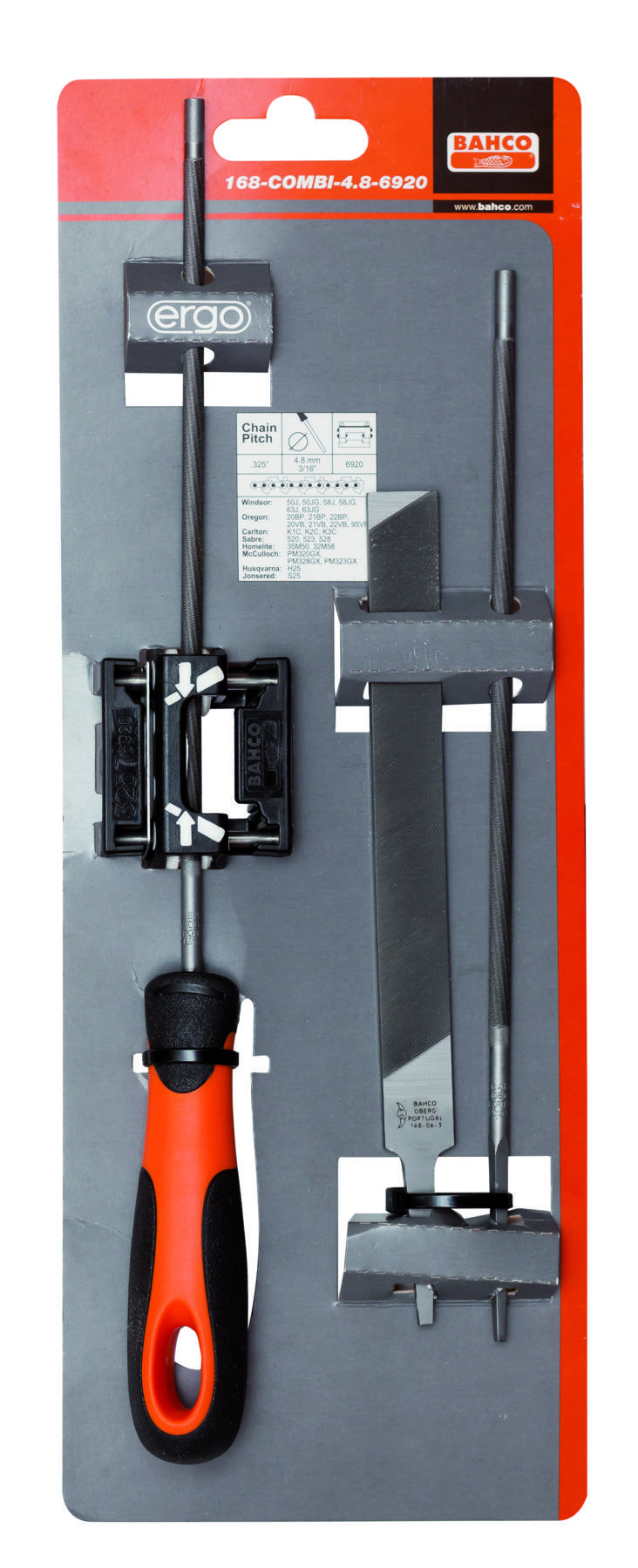 Bahco 168-COMBI-4.0-6922 Kettensagefeile-Set, ERGO handle, 200 mm Ø 4.0 mm, filing help Length 200 mm 1 pc(s)