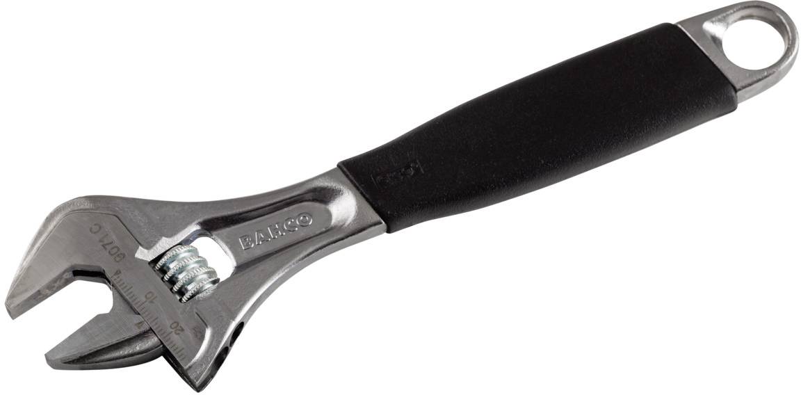 Adjustable spanner with a black handle.