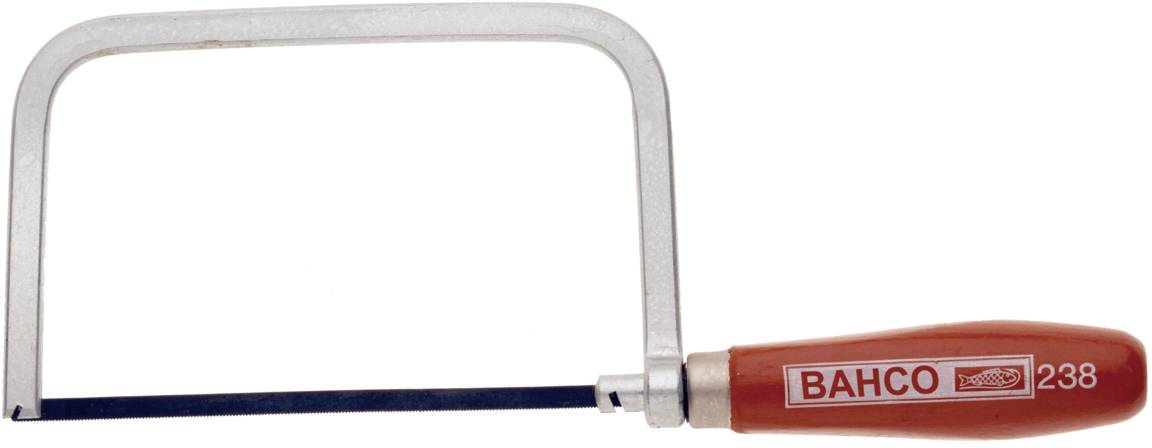 Metallsäge mit rotem Holzgriff, Marke BAHCO, Modell 238. Geeignet zum Schneiden von Metallstücken.