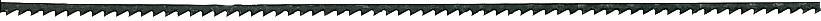 Saw blade with sharp teeth along the edge, positioned horizontally.