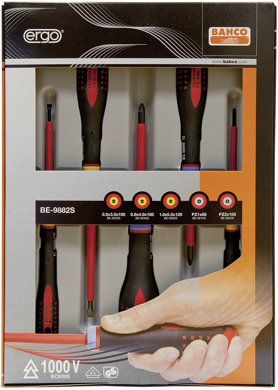Bahco Ergo Electrician Screwdriver set 5-piece Slot, Pozidriv