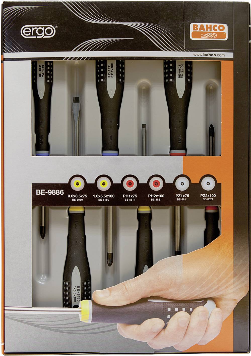 Bahco Ergo Workshop Screwdriver set 6-piece Slot, Pozidriv, Phillips