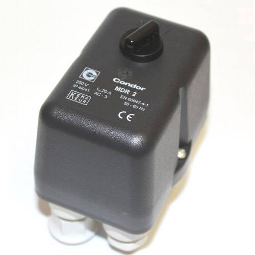 Valve control with black plastic housing, marked 'Condor MDR 2', suitable for 250 V voltage, IP 44.