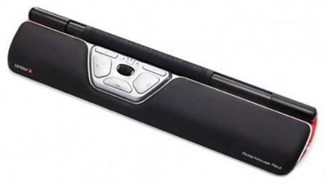 Contour Design RollerMouse Red Ergonomic mouse Radio Optical Black, Silver 7 Buttons 2800 dpi Ergonomic, Gel wrist support mat