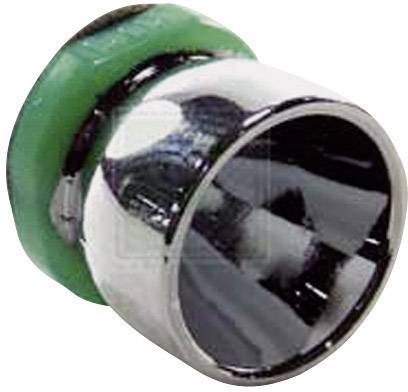 Metallic pipe fitting with a green sealing element, suitable for plumbing or heating applications.