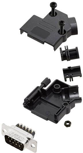 Exploded view diagram of a multi-part connector. Individual components include the plug and housing parts which are assembled together.