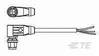 TE Connectivity 2273096-3 Sensor/actuator connector (pre-fab) M12 Plug, right angle 5.00 m No. of pins (RJ): 3 1 pc(s)