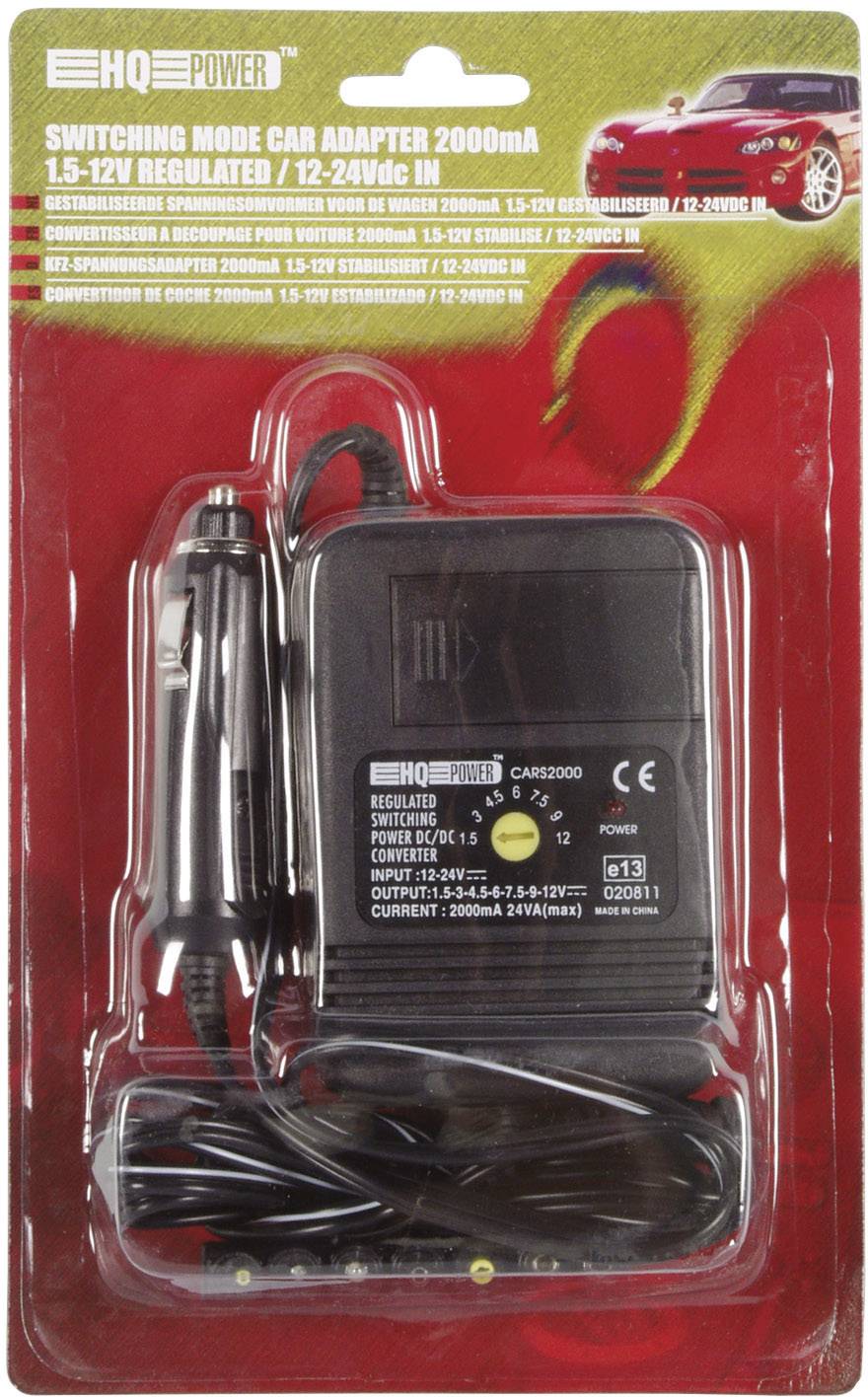 Velleman CARS2000 DC/DC converter 12 V DC, 24 V DC - 1.5 V DC, 3 V DC, 4.5 V DC, 6 V DC, 7.5 V DC, 9 V DC, 12 V DC/2 A 24 W