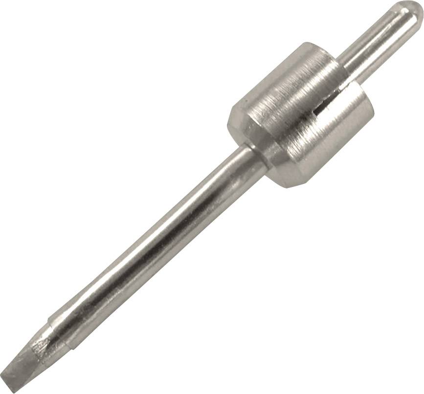 A silver-coloured screwdriver bit with a straight slot. Suitable for precise craftwork and small repairs.