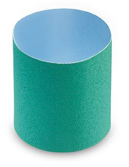 A cylindrical object with a green jacket and blue top.