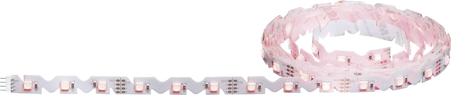 A rolled-up LED light strip in white and pink hues.