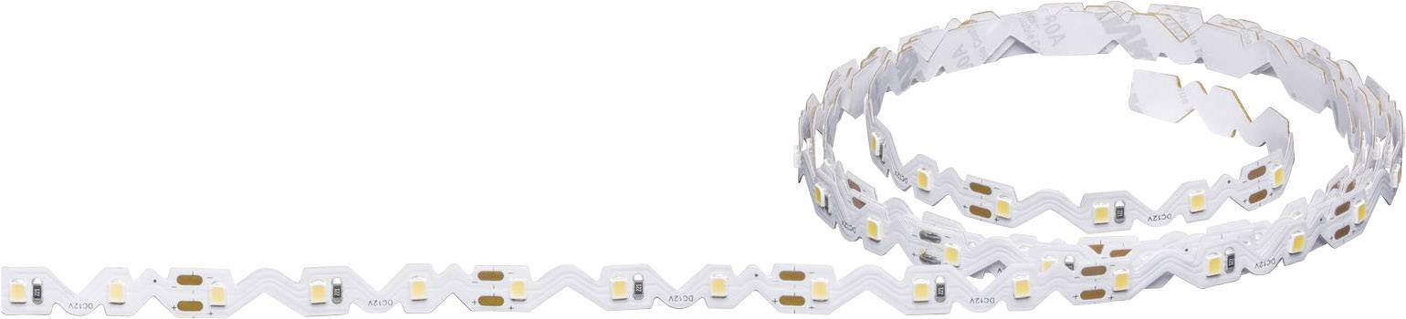 LED light strip, wavy and unrolled, demonstrates a flexible structure with small LED lights along the surface.