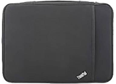 Black laptop bag with small white logo in the bottom corner.