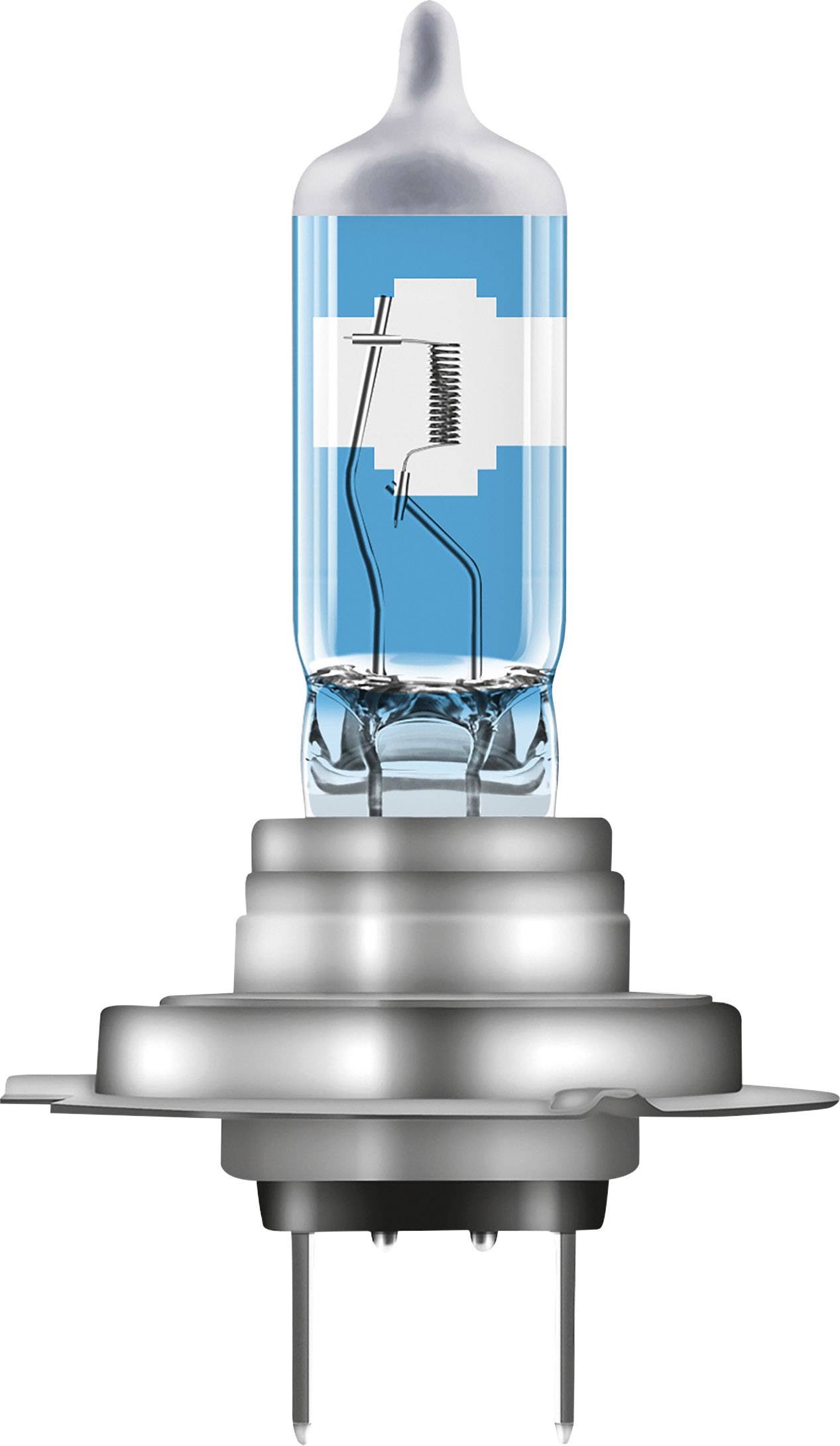 A halogen lamp with a metallic base, suitable for car headlights. It clearly shows the inner filament.