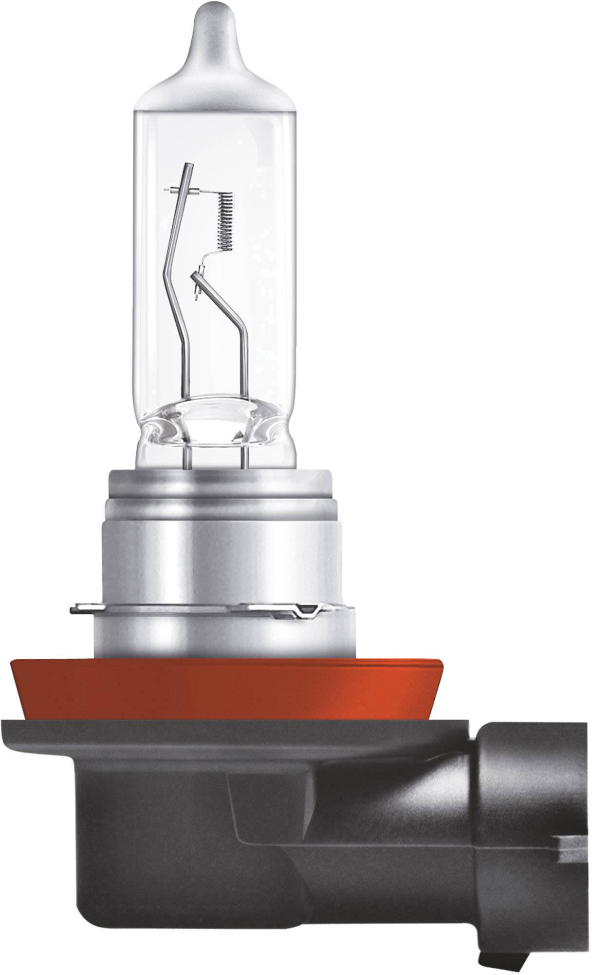 A halogen lamp with a silver base and transparent glass envelope. It has a visible filament inside the glass envelope.