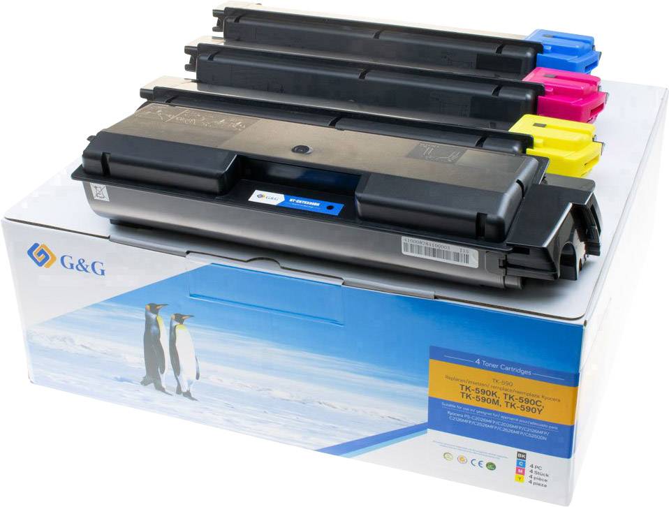 G&G Toner replaced Kyocera TK-590K, TK-590C, TK-590M, TK-590Y Compatible Set Black, Magenta, Cyan, Yellow 7000 Sides 15019