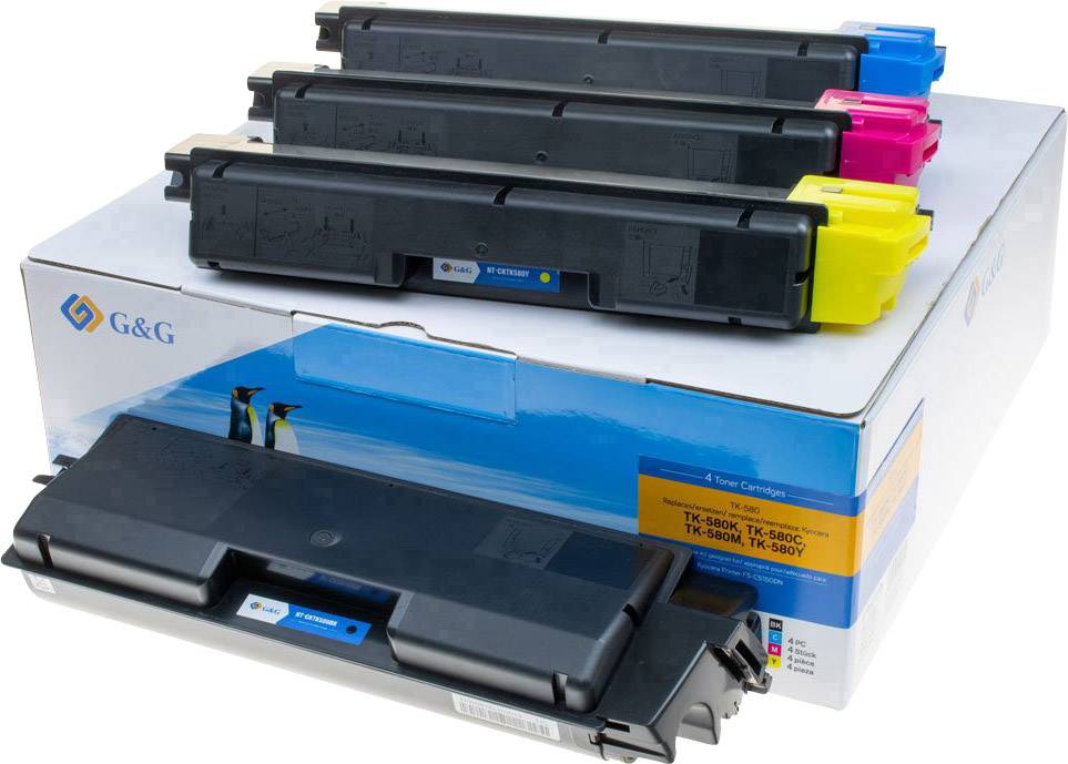 G&G Toner replaced Kyocera TK-580K, TK-580C, TK-580M, TK-580Y Compatible Set Black, Magenta, Cyan, Yellow 3500 Sides 15020
