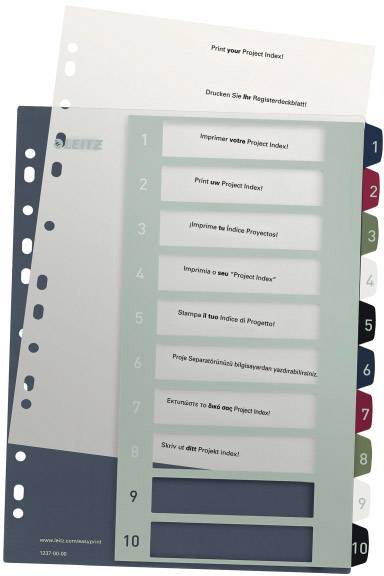 Leitz 1237 Style Index A4 1-10 Polypropylene Multicolour 10 dividers Extra wide, Printable 1237-00-00