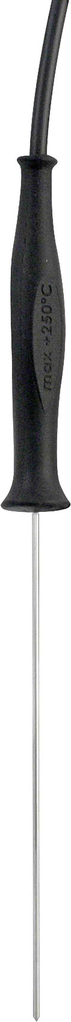 Black plastic-handled electrode with a long, thin metal tip, used for electrical measurements or testing.