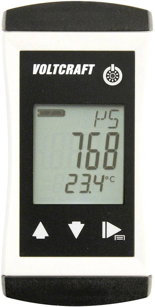 A digital, portable measuring device displays 760 microsiemens and 23.4 degrees Celsius on a screen, brand Voltcraft.