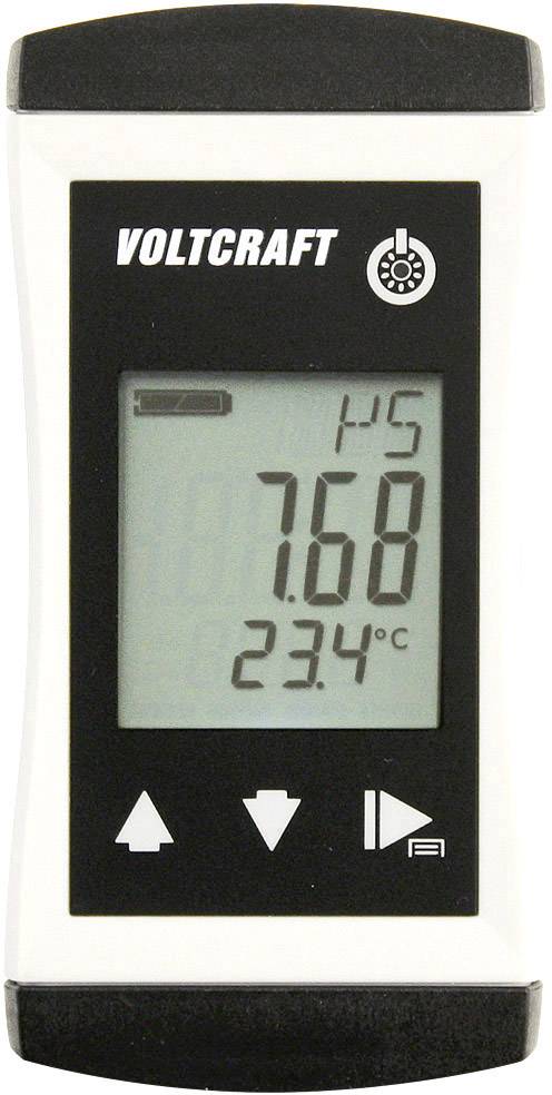 A digital measuring device with the inscription 'Voltcraft'. The display shows 7.60, 23.4°C and a battery status symbol.