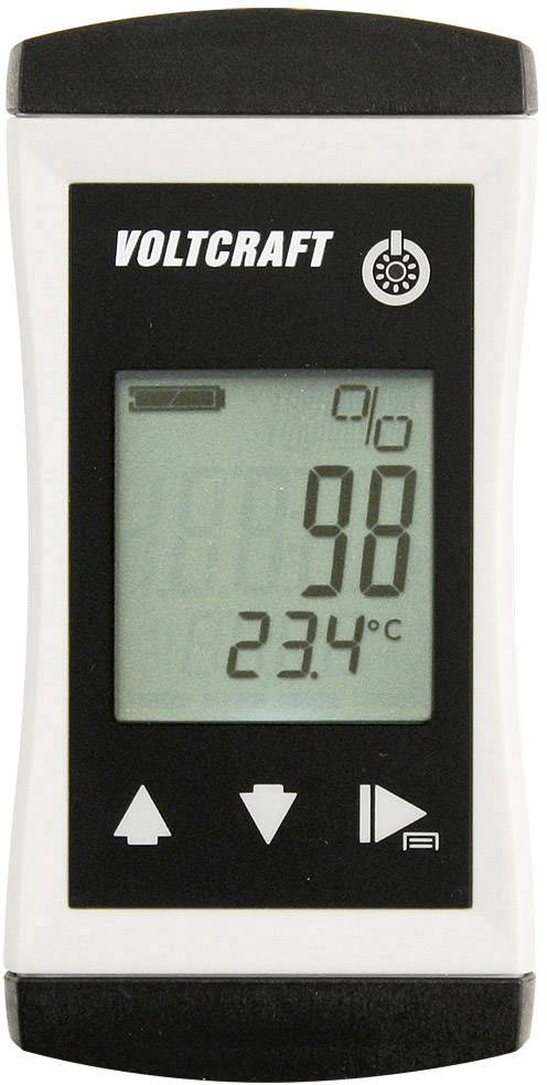 Digital hygrometer showing 98% humidity and 23.4°C temperature. Device with display and control buttons beneath.
