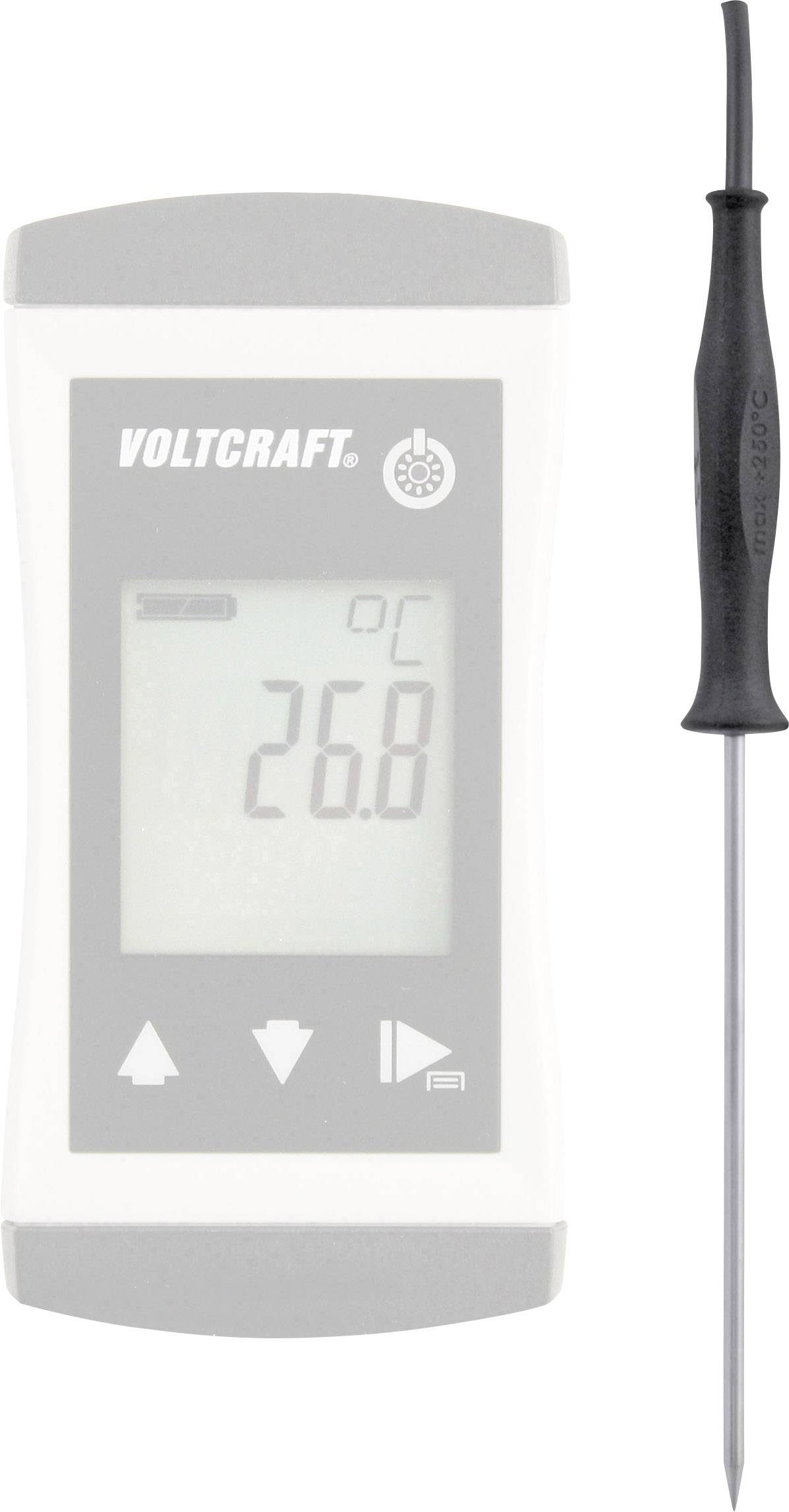 'Voltcraft' thermometer with detachable probe, displaying 26.8 degrees Celsius on the screen.