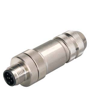 A cylindrical, metallic connector with a knurled grip, suitable for industrial and electrical applications.