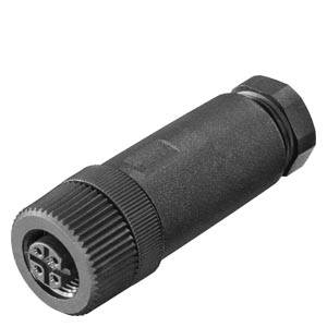 A black cylindrical plug with a knurled end, suitable for electrical connections with multiple contact points.